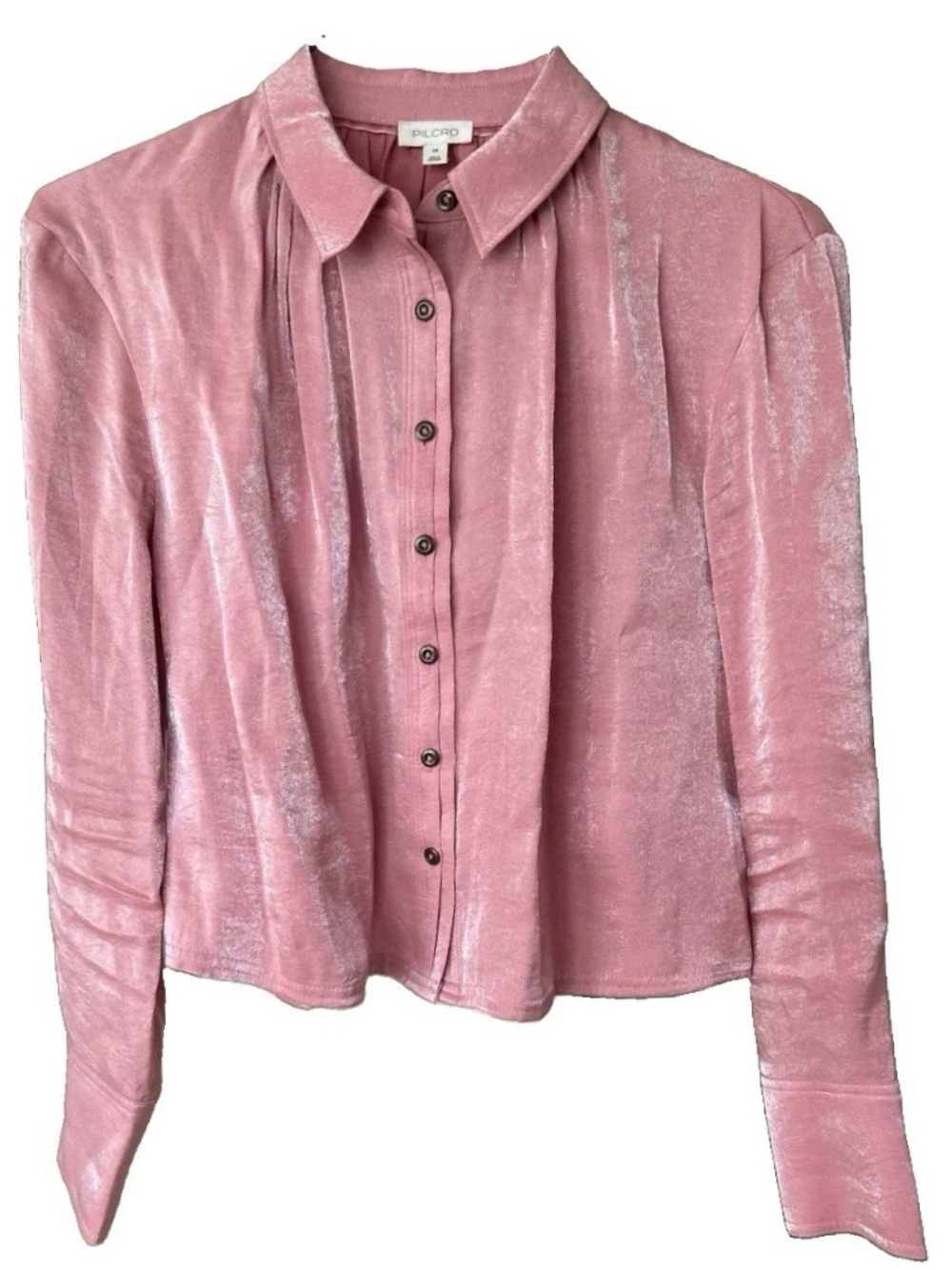 Pilcro Anthropologie Dusty Rose Metallic Velvet Blouse XS